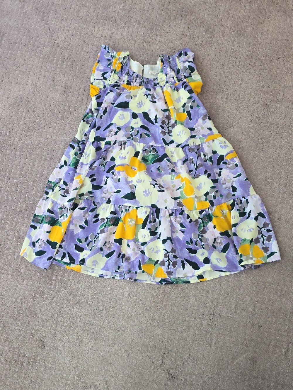 Hayden Purple & Yellow Floral Tiered Sundress Girls Sz L